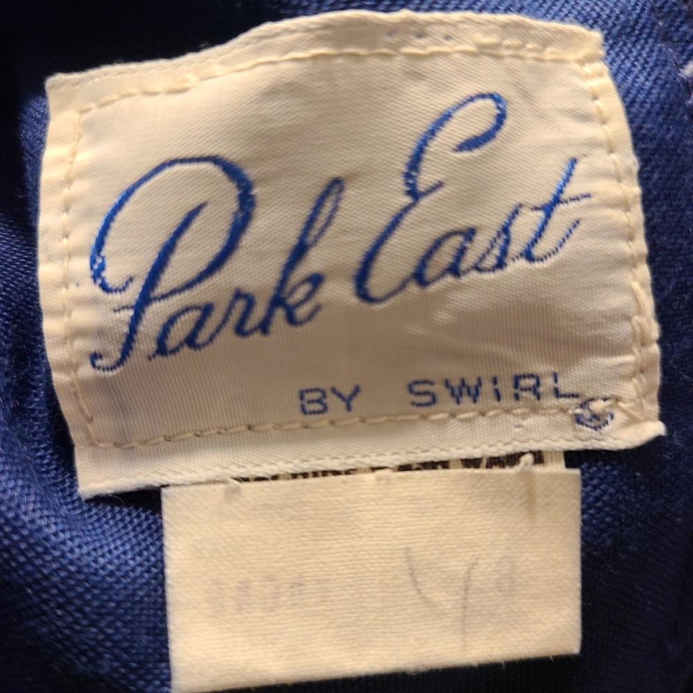 Vintage 70s Park East by Swirl Navy Blue Car Faux Wrap Maxi Dress S - Picture 4 of 4